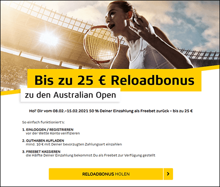 Australian Open Reload Bonus