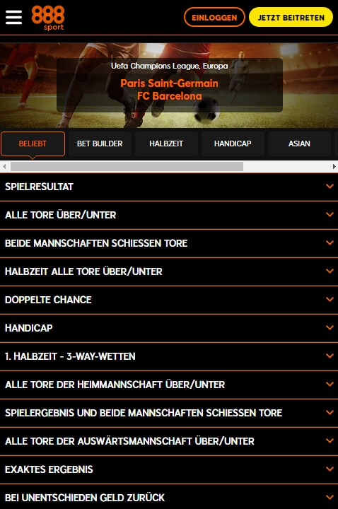 fussball wetten bei 888Sport