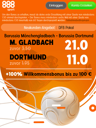 888Sport Quotenboost zu Gladbach - Dortmund
