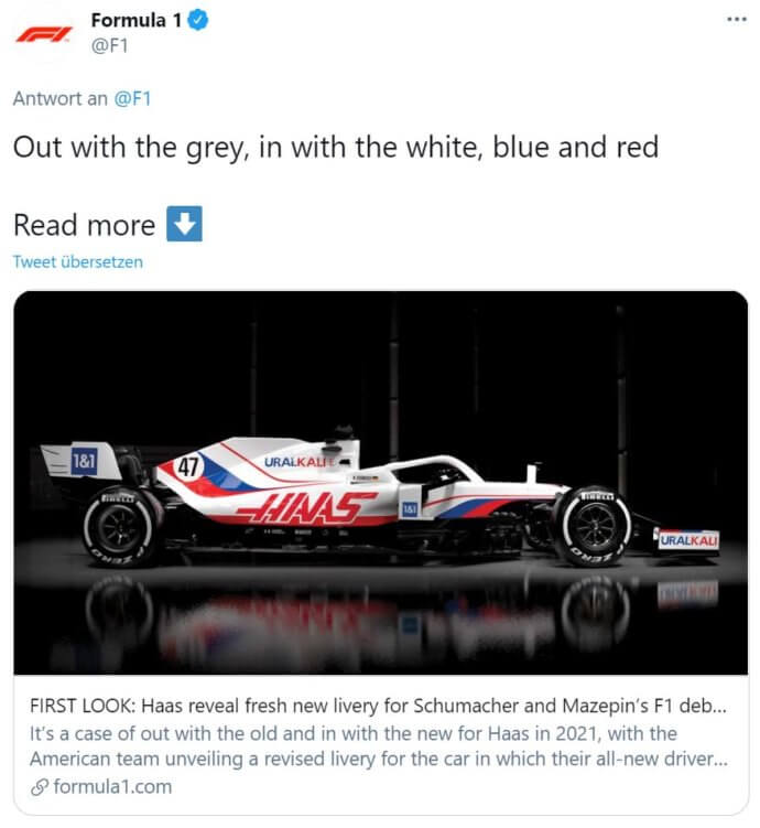 Das neue Haas Formel 1 Auto 2021