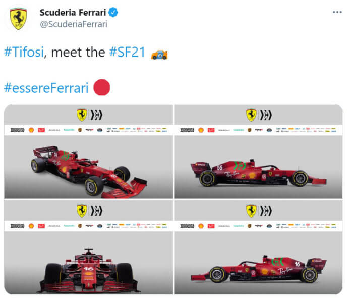 Neues Formel 1 Auto 2021 Ferrari