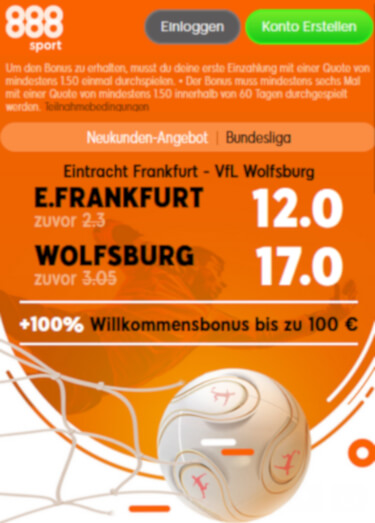 888Sport Quotenboost zu Frankfurt - Wolfsburg