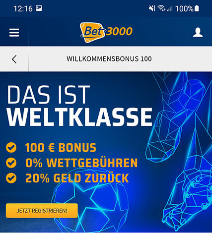 Bet3000 Wettangebot