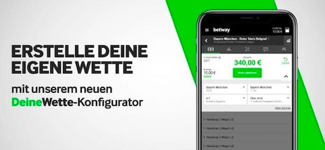 Wettkonfigurator in der betway App