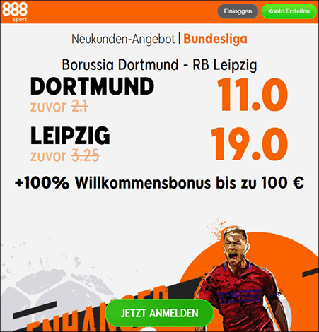 888Sport Quotenboost zu Dortmund - Leipzig