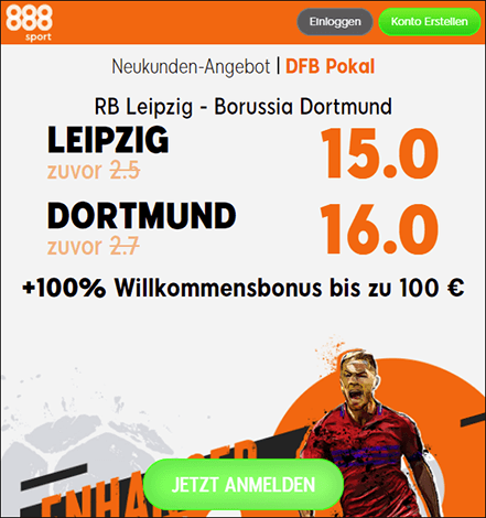 888Sport Quotenboost zu Leipzig - Dortmund