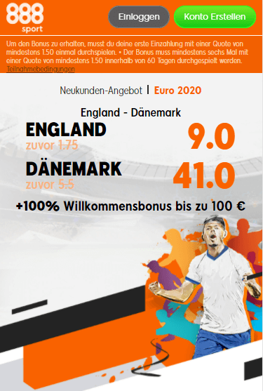 England - Dänemark Wetten