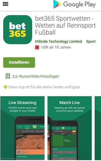 bet365 sportwetten App