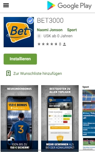 Bet3000 Sportwetten App