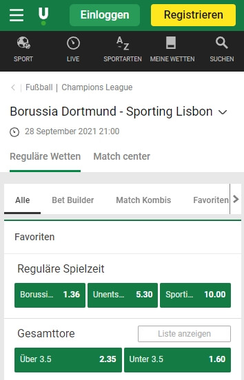 Unibet Wettquoten