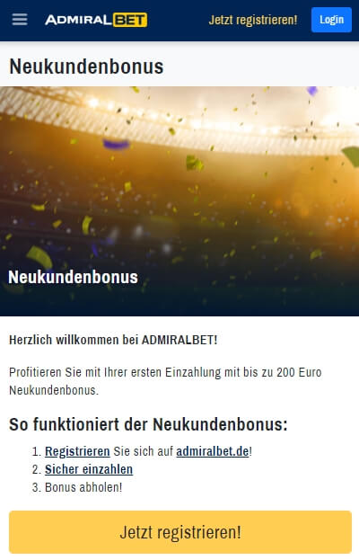 Neukundenbonus Admiral