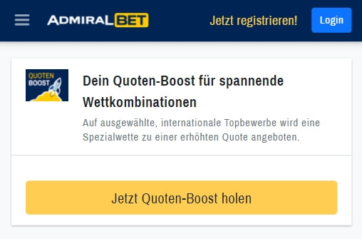 Admiralbet Quoten Boost bonusaktion