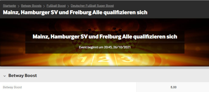 Betway Pokal Quotenboost