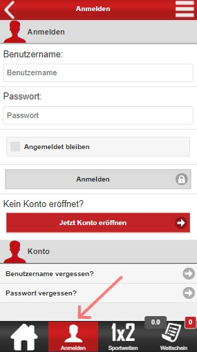 bei Tipwin anmelden