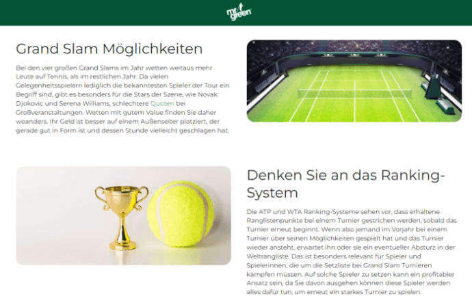 Mr Green Tennis Wetthilfe