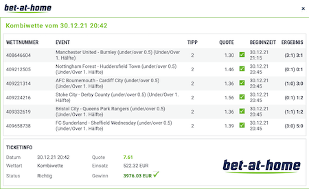 Sportwetten Abräumer der Woche 52