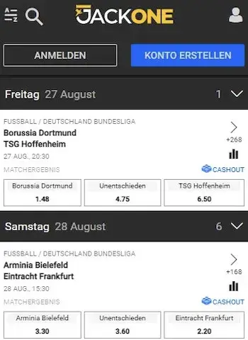 JackOne Bundesliga Wetten