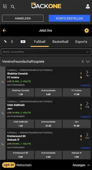 JackOne Sportwetten live