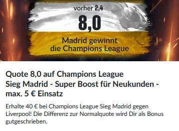 bildbet champions league quotenboost Real sieg