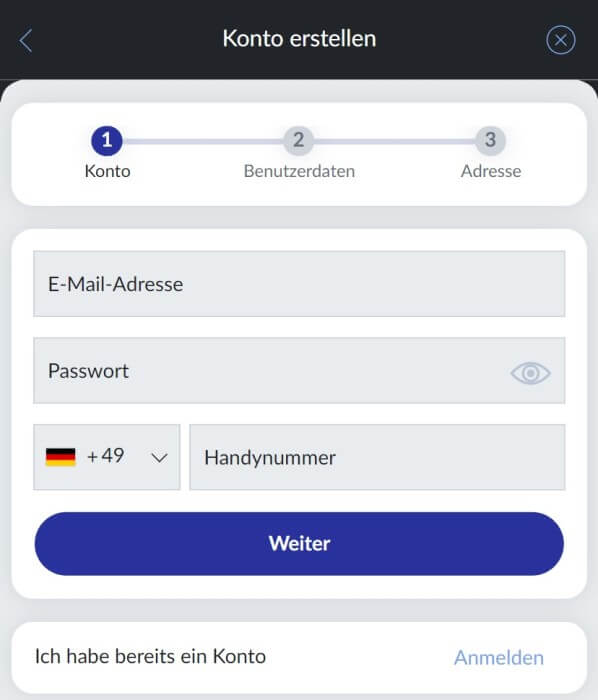 Bildbet Registrierung