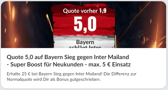 Quotenboost zu Inter - Bayern bei Bildbet