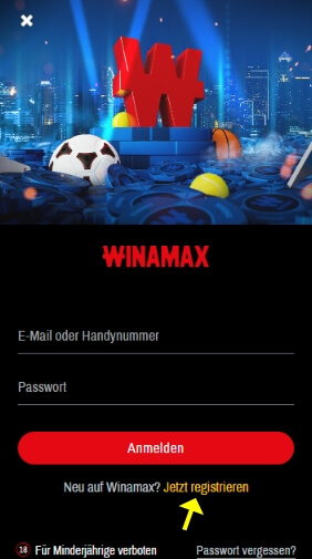 bei WINAMAX anmelden