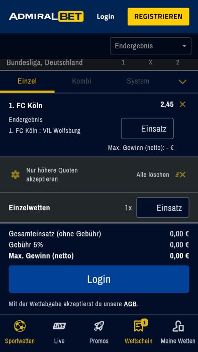 AdmiralBet Mobile Wetten