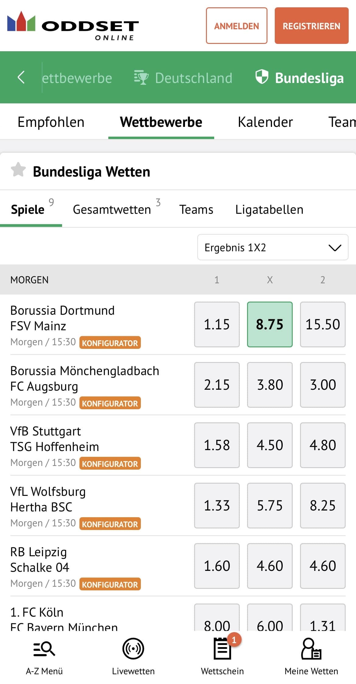 ODDSET online Wetten