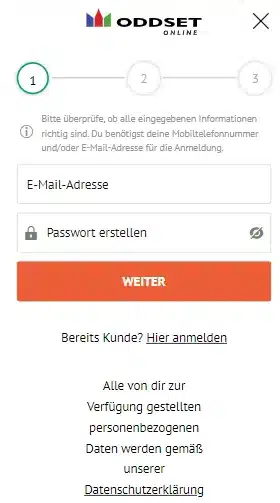 Oddset Registrierung