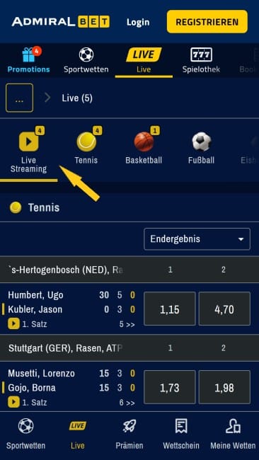 AdmiralBet Live Wetten