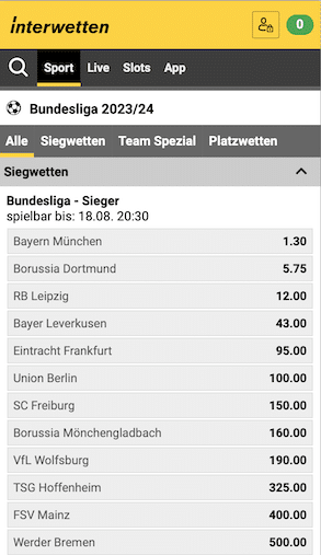 Interwetten Bundesliga Meisterwette