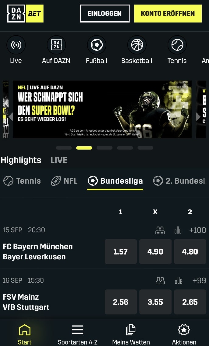 Sportwetten Bonus bei DAZN Bet