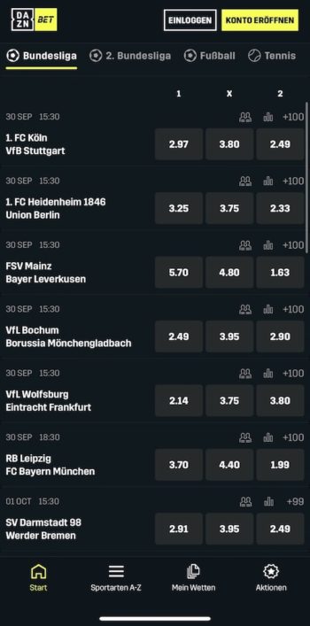 DAZN Bet App Wettschein