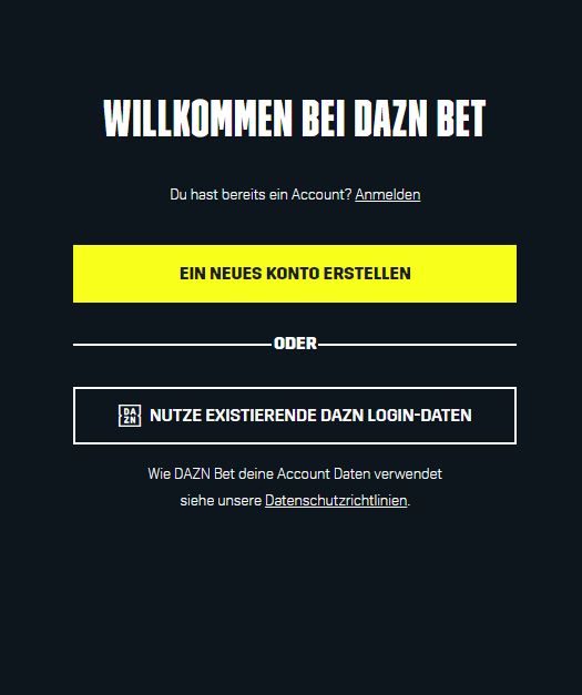 DAZN Bet Anmeldung