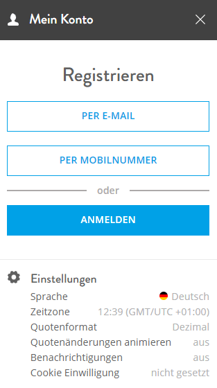 NEO.bet Anmeldung