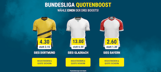 Quotenboosts bei sportwetten.de für Bundesliga Wetten 