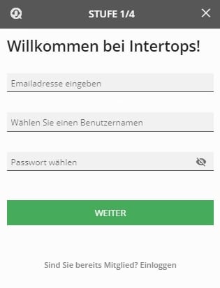 bei Intertops registrieren