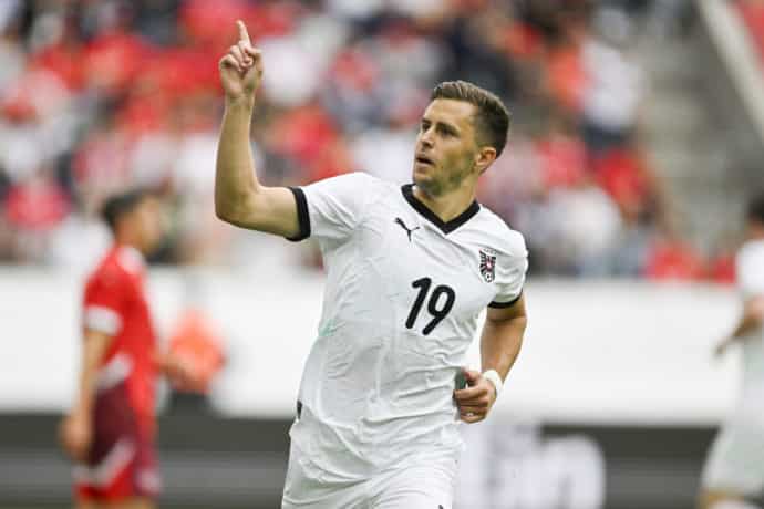 Österreich Frankreich Tipp Bild zeigt Christoph Baumgartner. (© Associated Press / Alamy Stock Photo) 