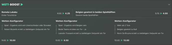 Belgien - Slowakei Wett-Boosts