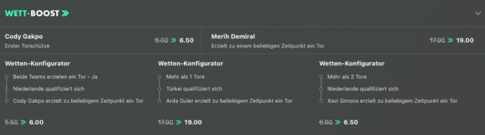 Niederlande - Türkei Quotenboosts