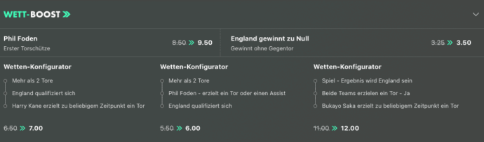 England - Schweiz Wettboosts