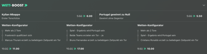 Portugal - Frankreich Quotenboosts