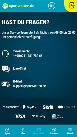 Sportwetten.de Kundensupport