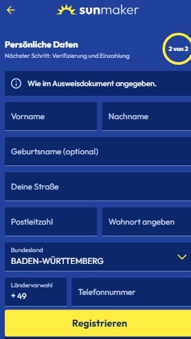 Bei Sunmaker registrieren