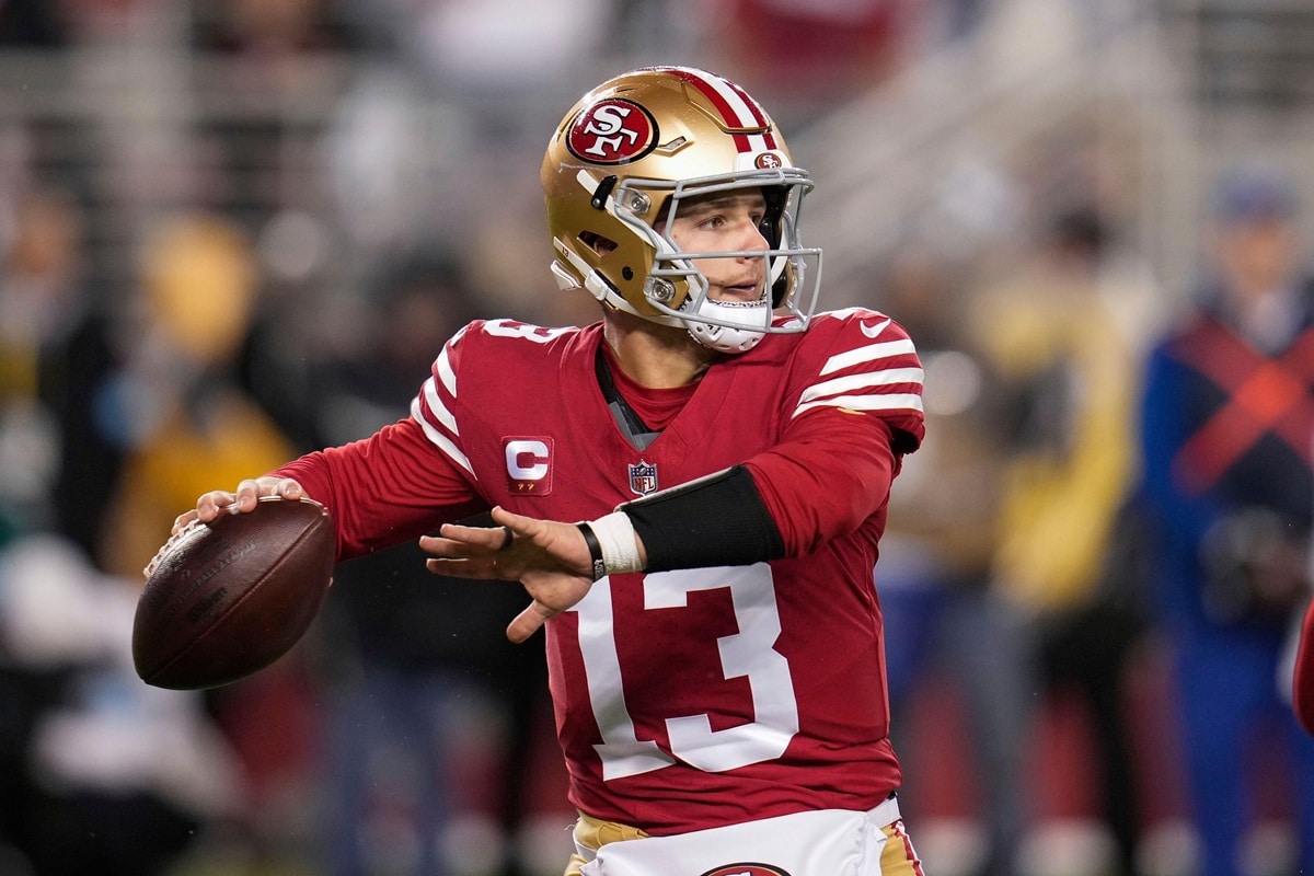 Dolphins 49ers Tipp Bild zeigt Brock Purdy © Associated Press / Alamy Stock Photo
