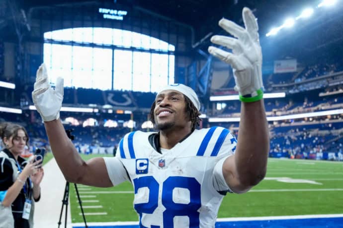 Giants Colts Tipp Bild zeigt Jonathan Taylor © Associated Press / Alamy Stock Photo