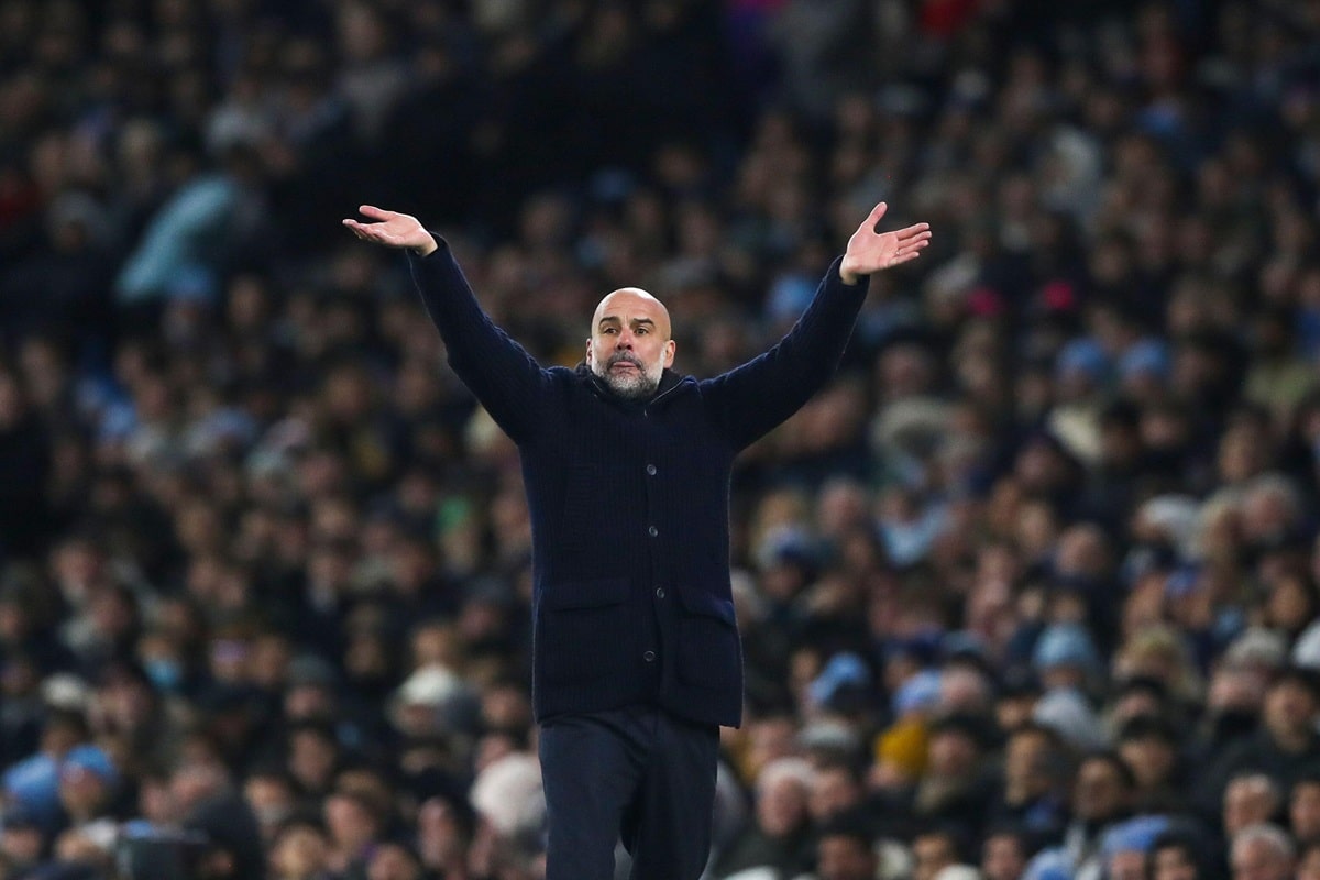 Manchester City Brügge Tipp Bild zeigt Pep Guardiola © Associated Press / Alamy Stock Photo