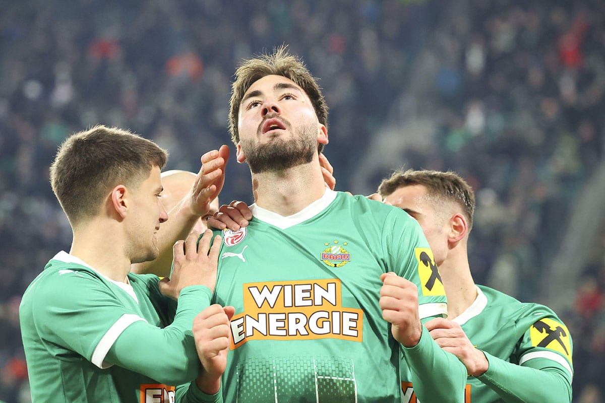 Bild zeigt Rapids Dion Beljo / Experten Tipps Bundesliga Österreich 22. Spieltag © APA-PictureDesk / Alamy Stock Photo
