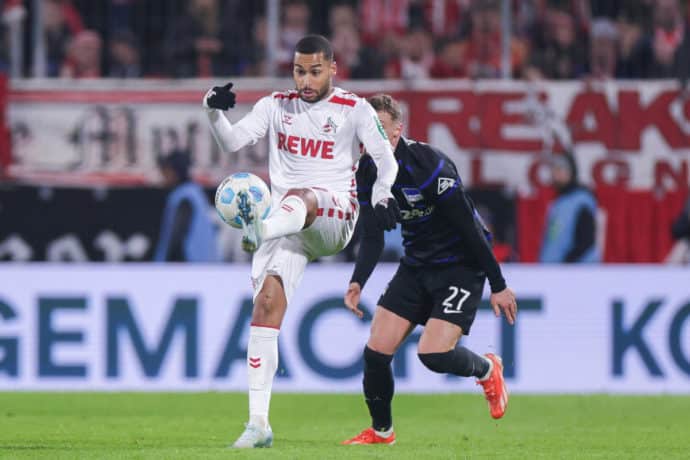 2. Liga heute 28. Spieltag Bild zeigt Linton Maina vom 1. FC Köln © dpa picture alliance / Alamy Stock Photo