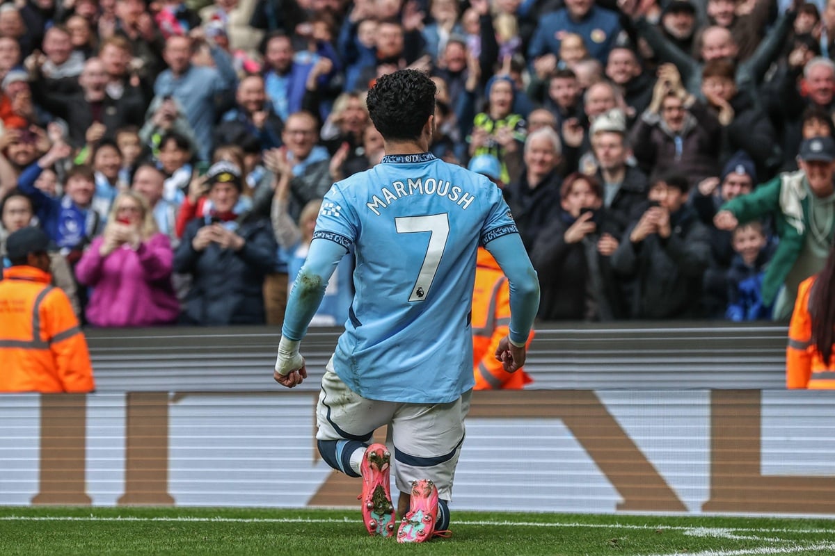 Manchester United Manchester City Tipp Bild zeigt Omar Marmoush © News Images LTD / Alamy Stock Photo
